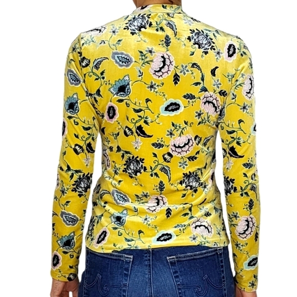 Curren+Project Velvet Top Size Small Yellow Flora - Picture 3 of 7